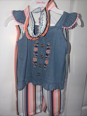 Girls' Denim-Style 2 PC Set with Accessory